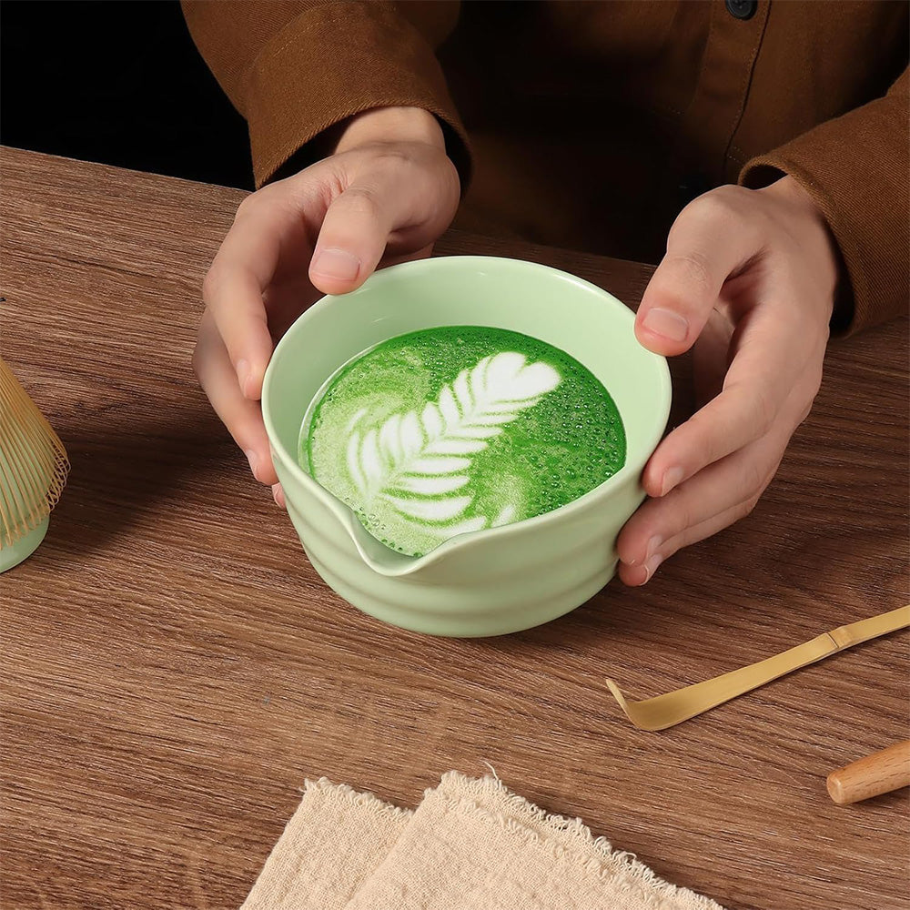 Matcha Whisk Set 5PCS Ceramic Matcha Kit Matcha Bowl With Spout Matcha