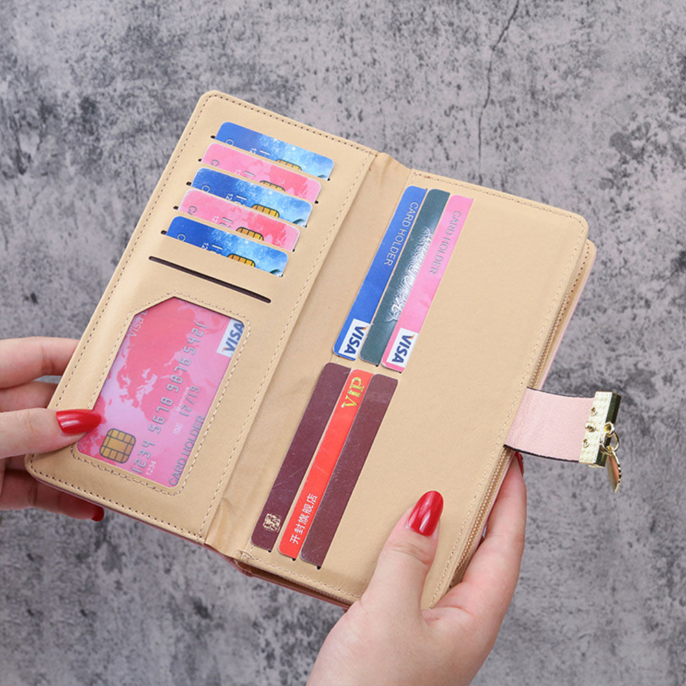 Long PU Travel Wallet Card Holder Phone Clutch Purse