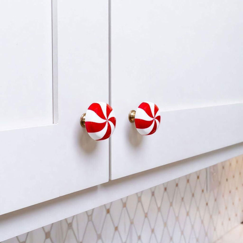 4Pcs Christmas Peppermint Knob Button Cover Christmas Decor Novelty Buttons