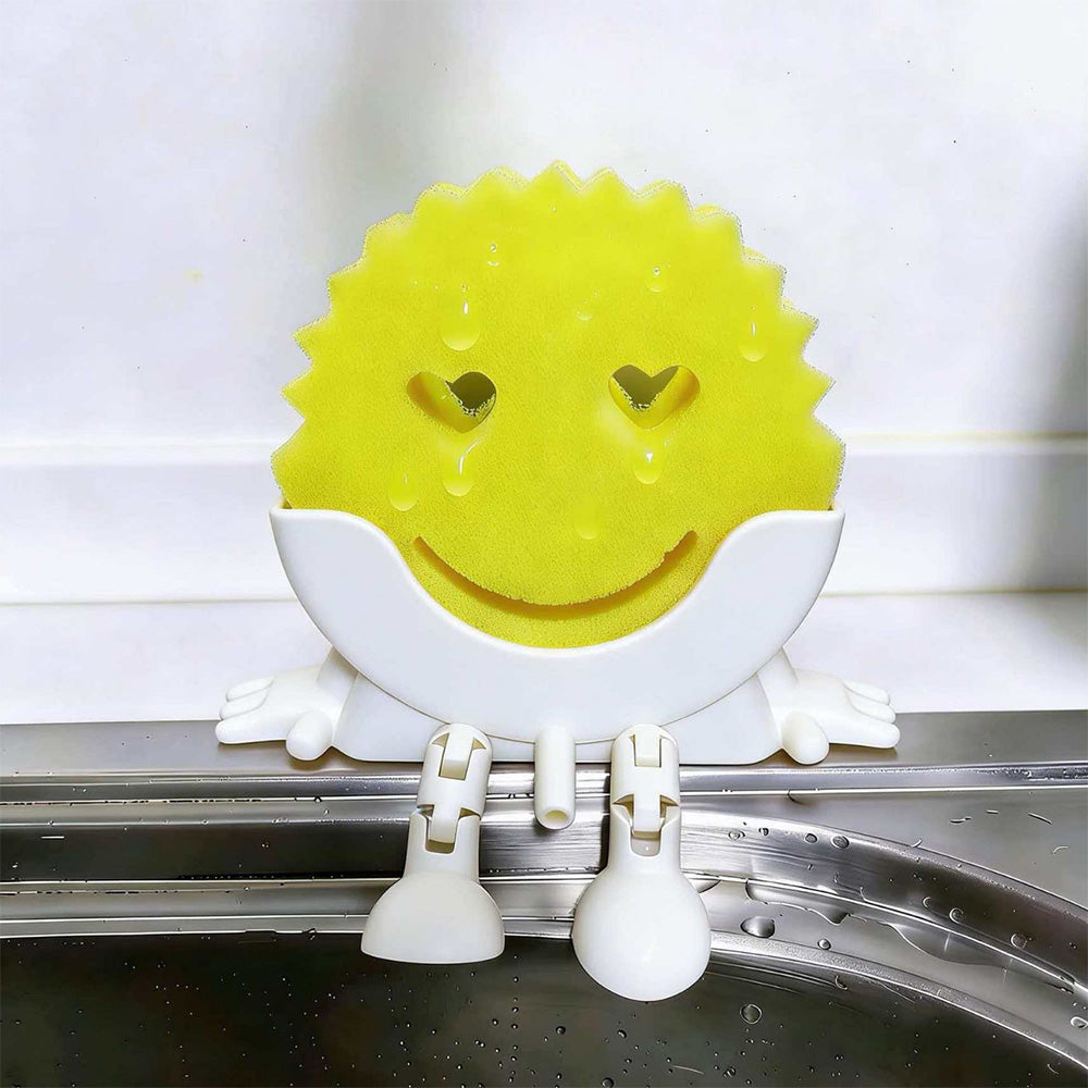 Smiley Face Sponge Holder Sink Drain Rack for Sink Edge