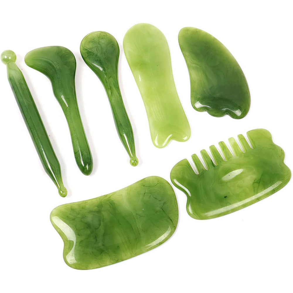 7 Piece Guasha Body Scraping Facial Face Thin Gua Sha Board Massager Tool Set