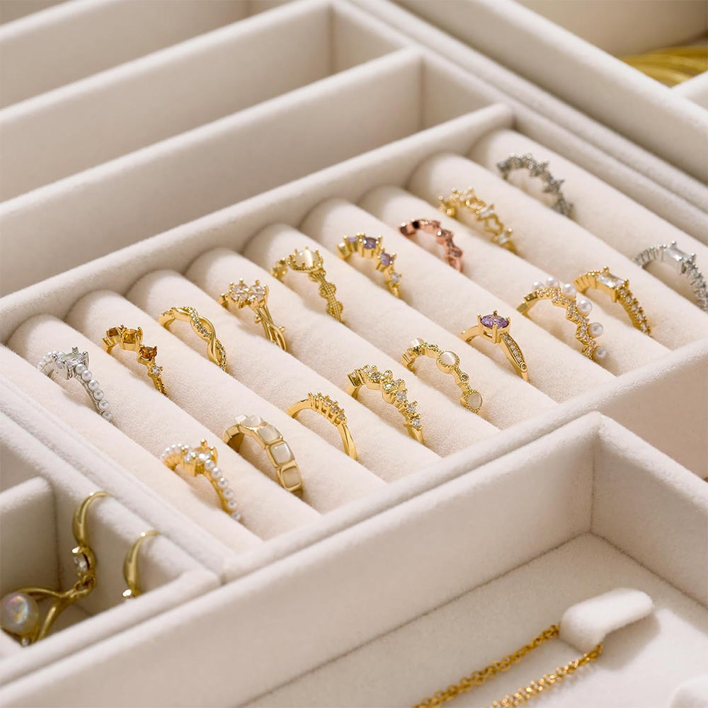 4pcs Stackable Jewelry Organizer Boxes Set for Earrings Rings Necklaces Bracelets