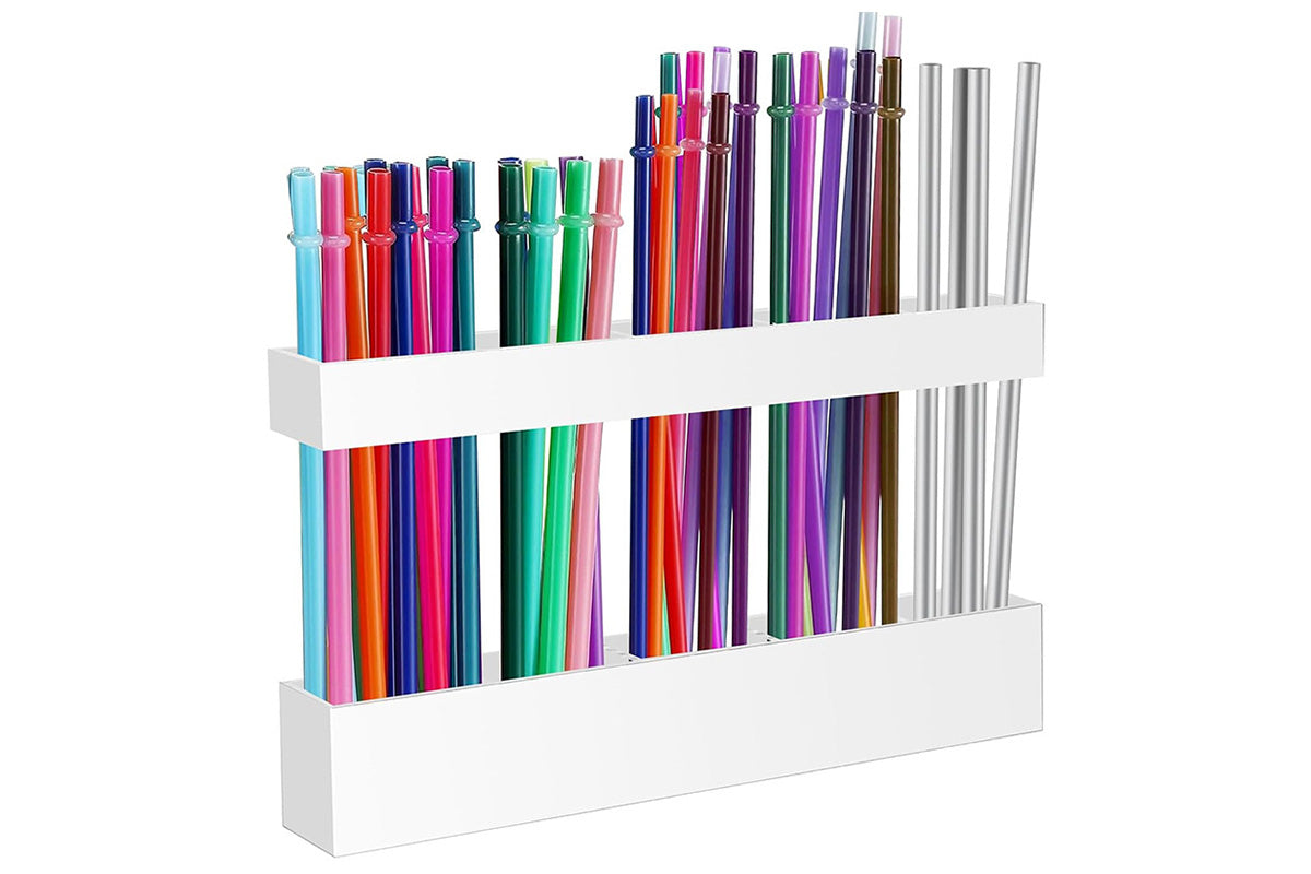 Straw Holder for Cabinet Door Reusable Straw Storage for Kitchen Cupboard