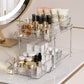 2 Tier Bathroom Storage Organizer with Dividers Makeup Desktop Storage Rack