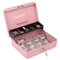 Locking Cash Box with Lock Money Box with Cash Tray