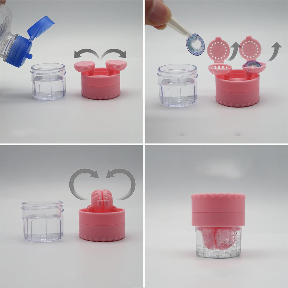 Manual Contact Lens Cleaner Washer and Contact Lens Storage Case with Mirror