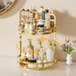Rotating Makeup Organizer Double Layer with Brush Holder for Skincare Perfume