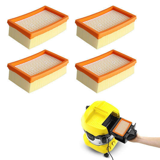 4 Pack Flat Pleated Filter Compatible with KARCHER MV4 WD4 Wet Dry Vacuum