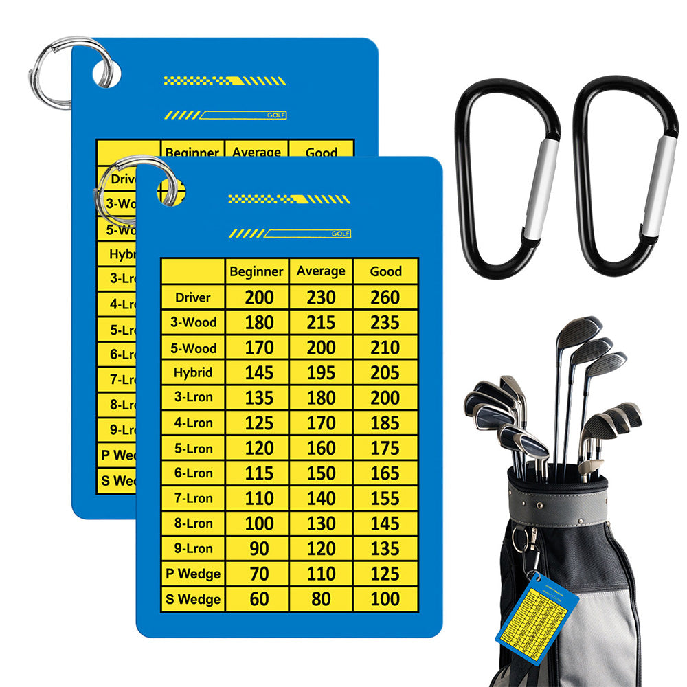 2PCS Golf Club Range Chart Card Golf Club Distance Card Golf Score Cards