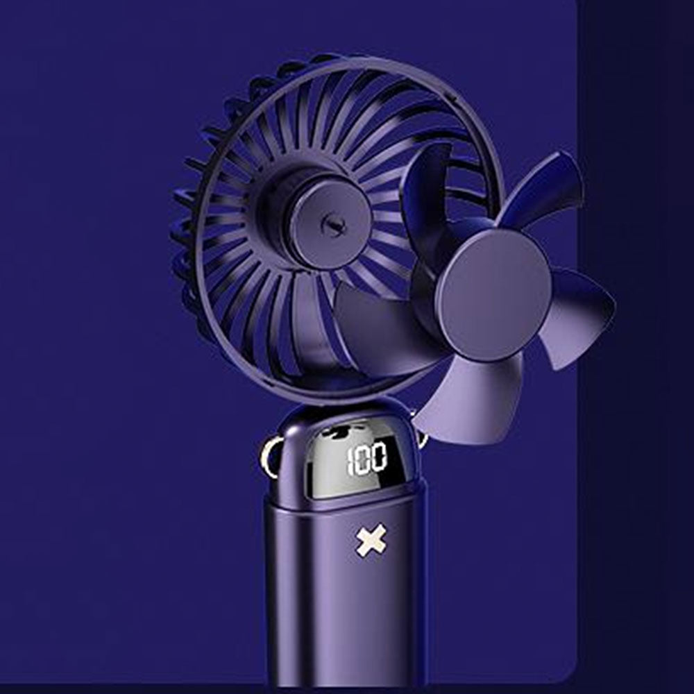 Handheld Fan With LED Display Foldable Hanging Neck Fan Rechargeable Portable Fan