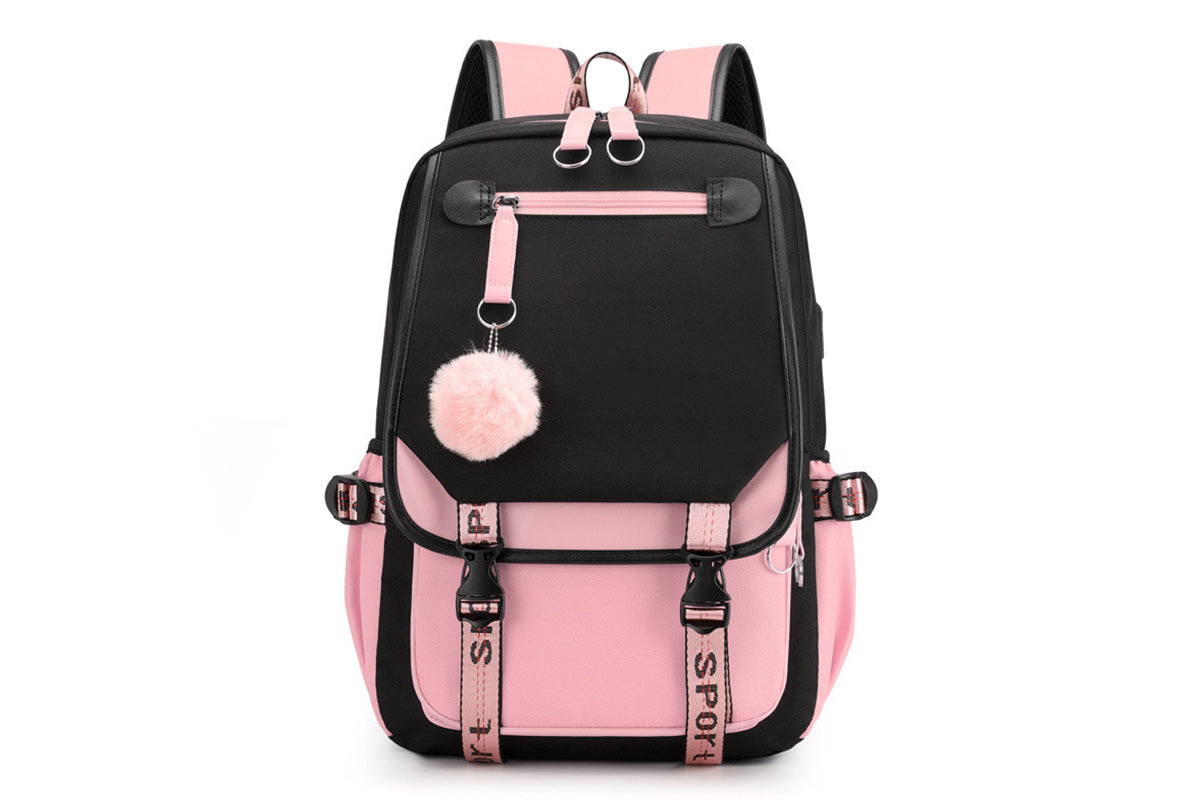 Girls Backpack Middle School Students Bookbag with USB Charge Port