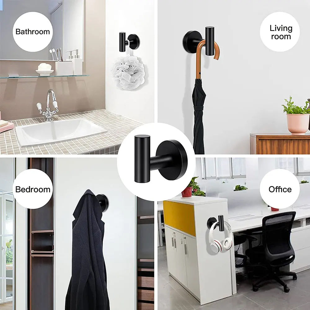 2Pcs Stainless Steel Wall Mounted Bathroom Towel Robe Hook
