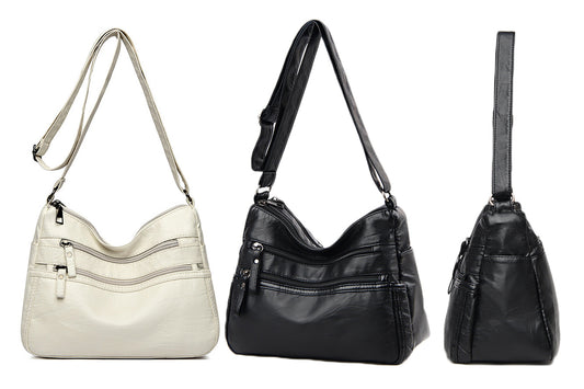 Women's Two-Layer PU Leather Crossbody Bag Shoulder Bag