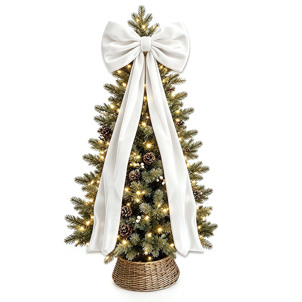 40x230cm Oversized Velvet Christmas Tree Bow with Long Streamers
