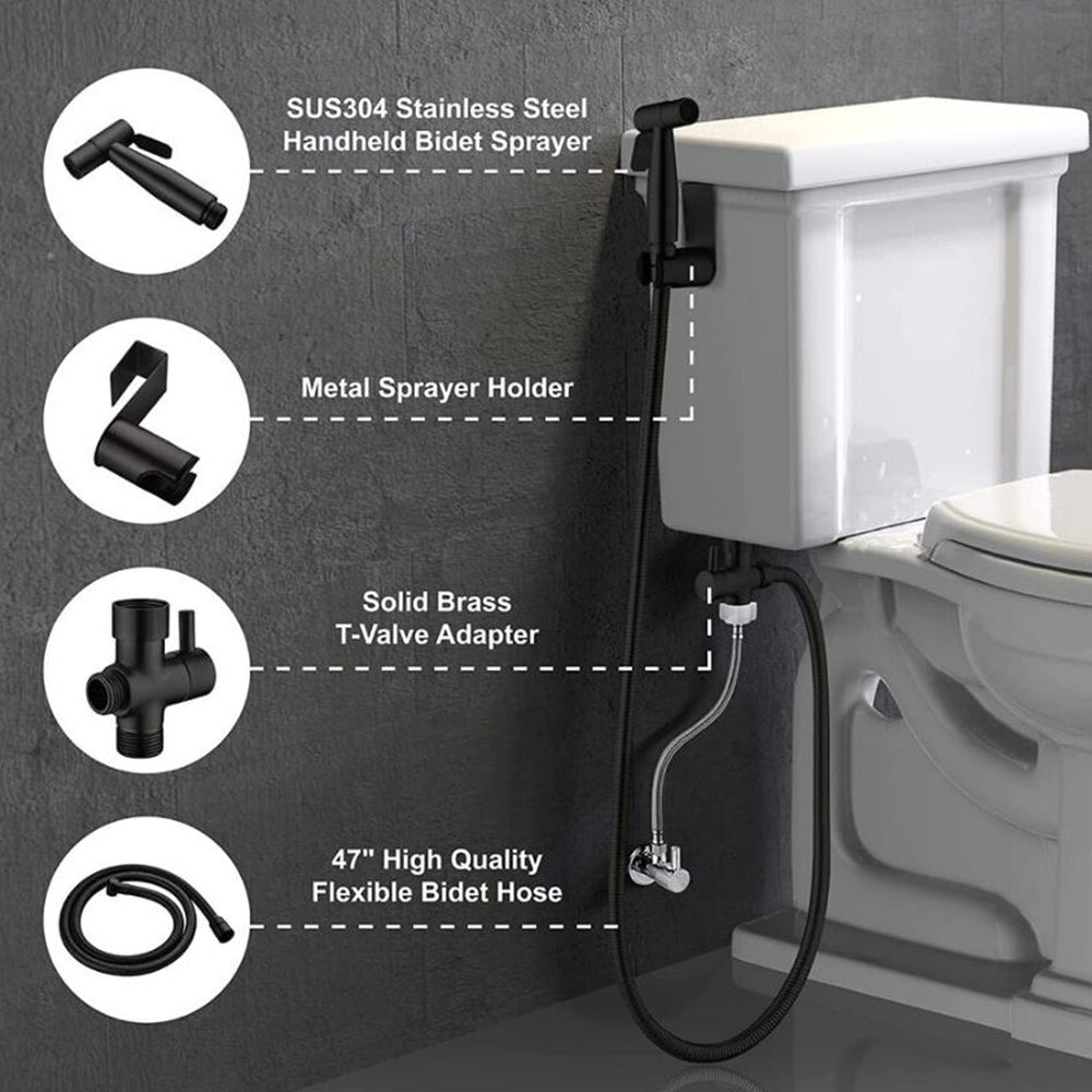 2Pcs Hand Bidet Toilet Sprayer Shattaf Kit with Shower Head Hose Diverter