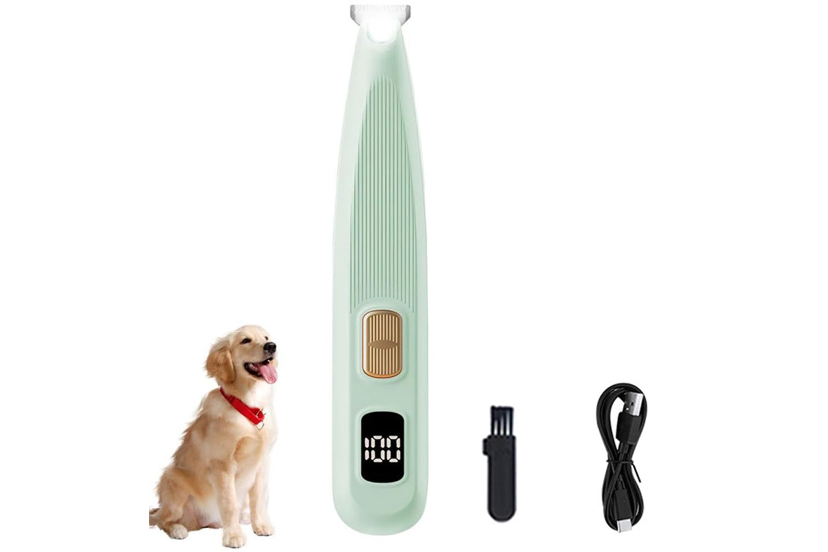 Dog Paw Trimmer with LED Light Cordless Digital Display Dual Speed Pet Groomer for Cats Dogs