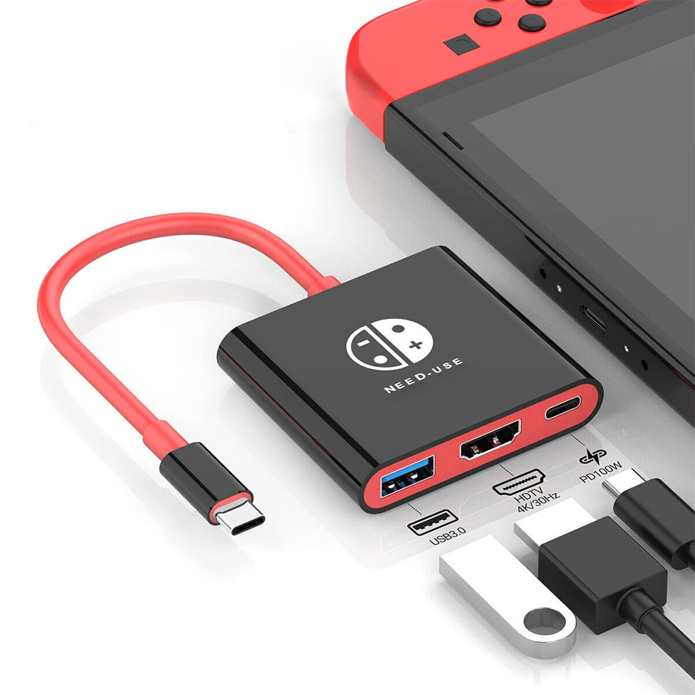 3in1 Dock for Nintendo Switch  4K HDMI Docking Station USB 3.0 100W Travel Adapter