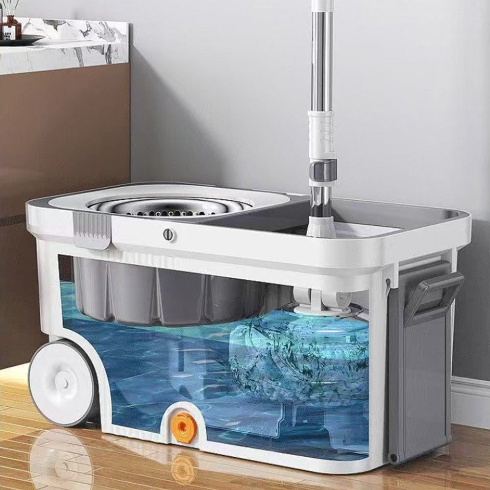 Household Spin Mop with Detachable Bucket and Hands-Free Cleaning System
