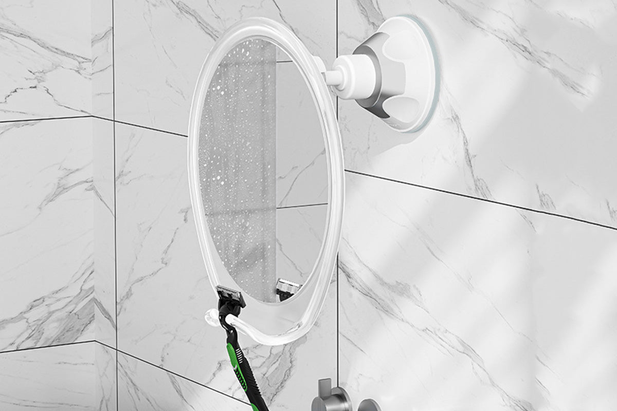 Suction Cup Fog-Free Shaving Mirror with Razor Holder No Drill