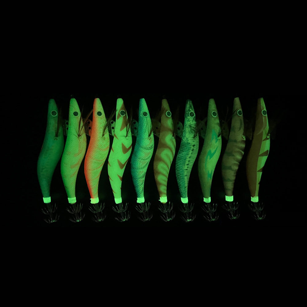 10PCS Egi Squid Jigs Jags Saltwater Glow Squid Lures Luminous Cuttlefish Sleeve Fishing Jigs