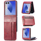 PU Wallet Card Holder Case for Samsung Galaxy Z Flip 6 7 8 with Stand-Red