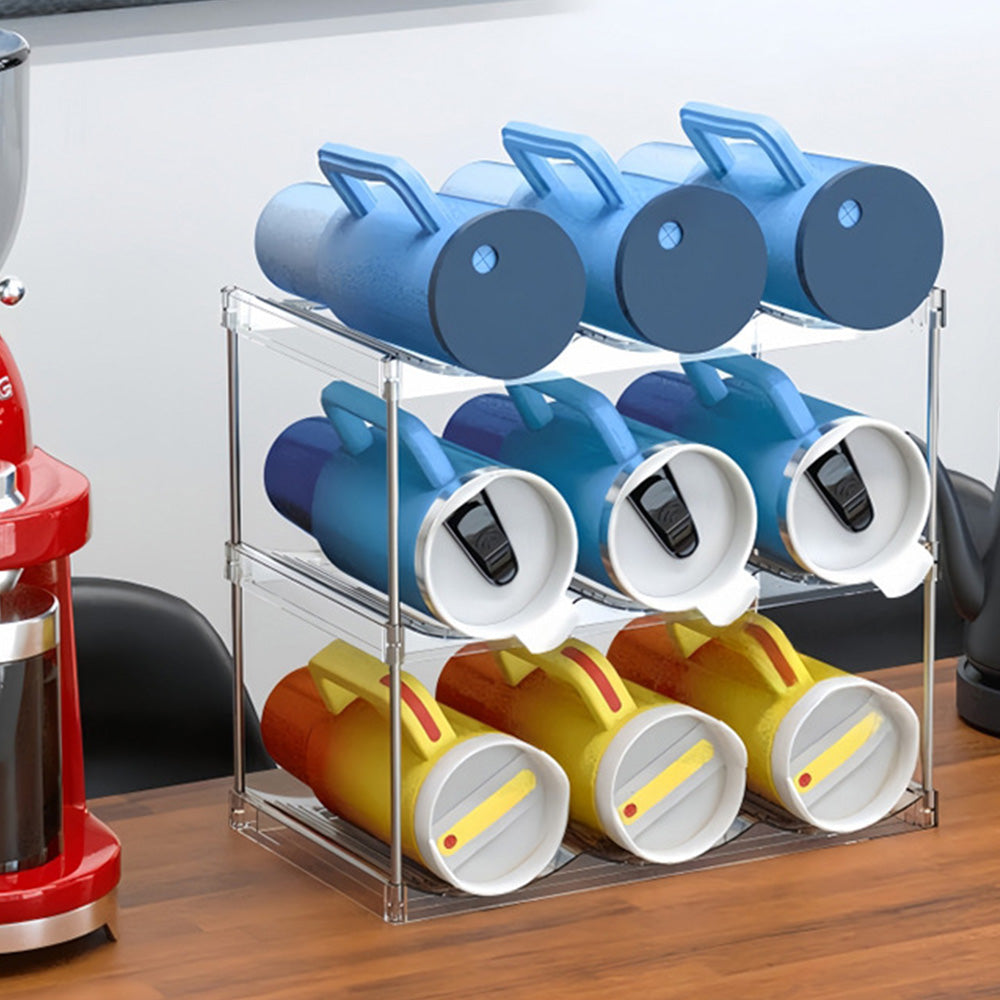 Stackable Clear Storage Rack for Wine Bottle Cup