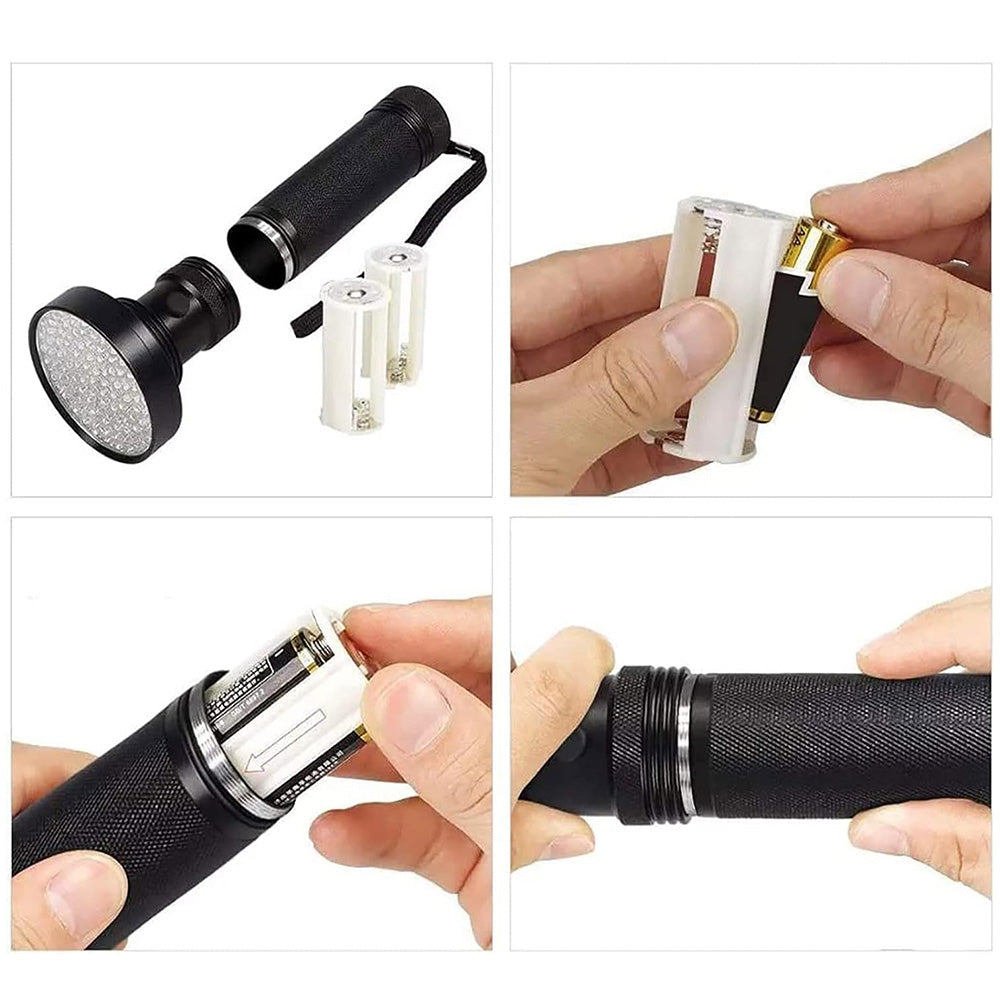 100-LED UV Flashlight Black Light for Pet Urine Bed Bugs Resin Curing Scorpion Finder