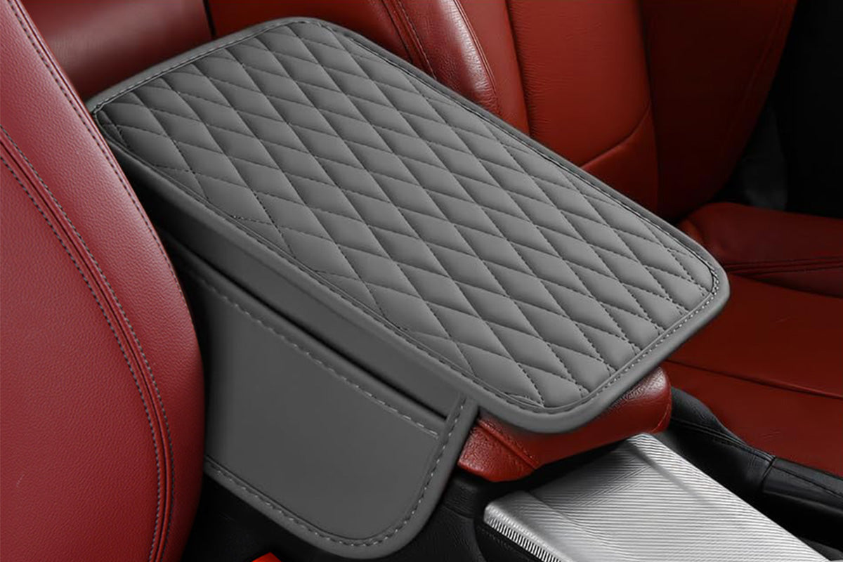 Microfiber Leather Car Center Console Cover Car Arm Rest Cover with 2 Storage Bags