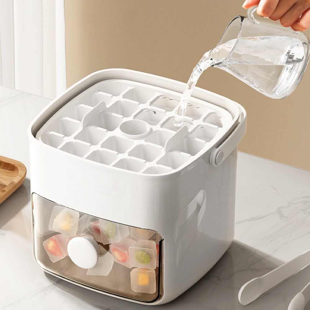 Portable 48 Grids Ice Cube Tray Mould with Lid and Storage Box Scoop Tong Set