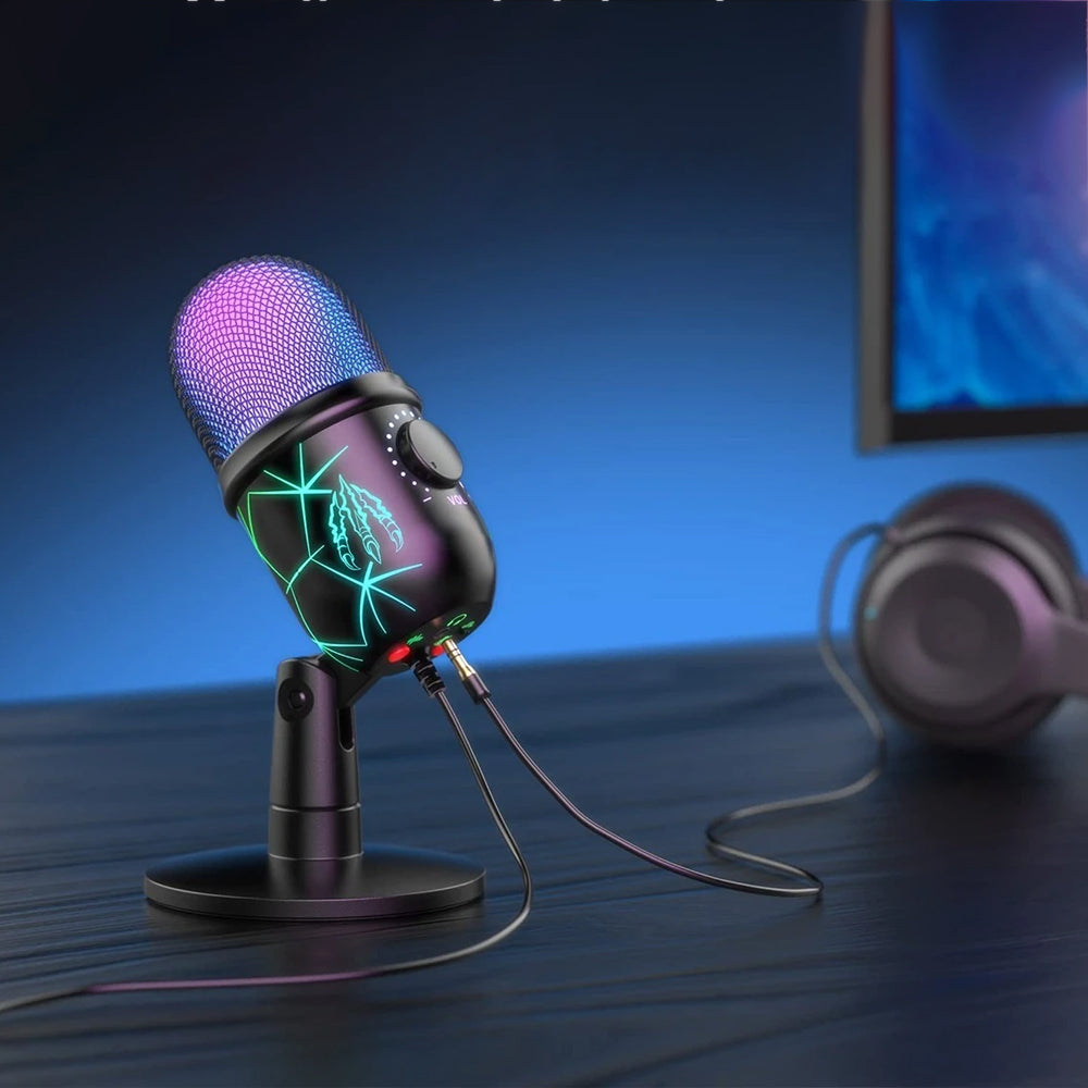 2Pcs USB Gaming Live Microphone with RGB Luminous