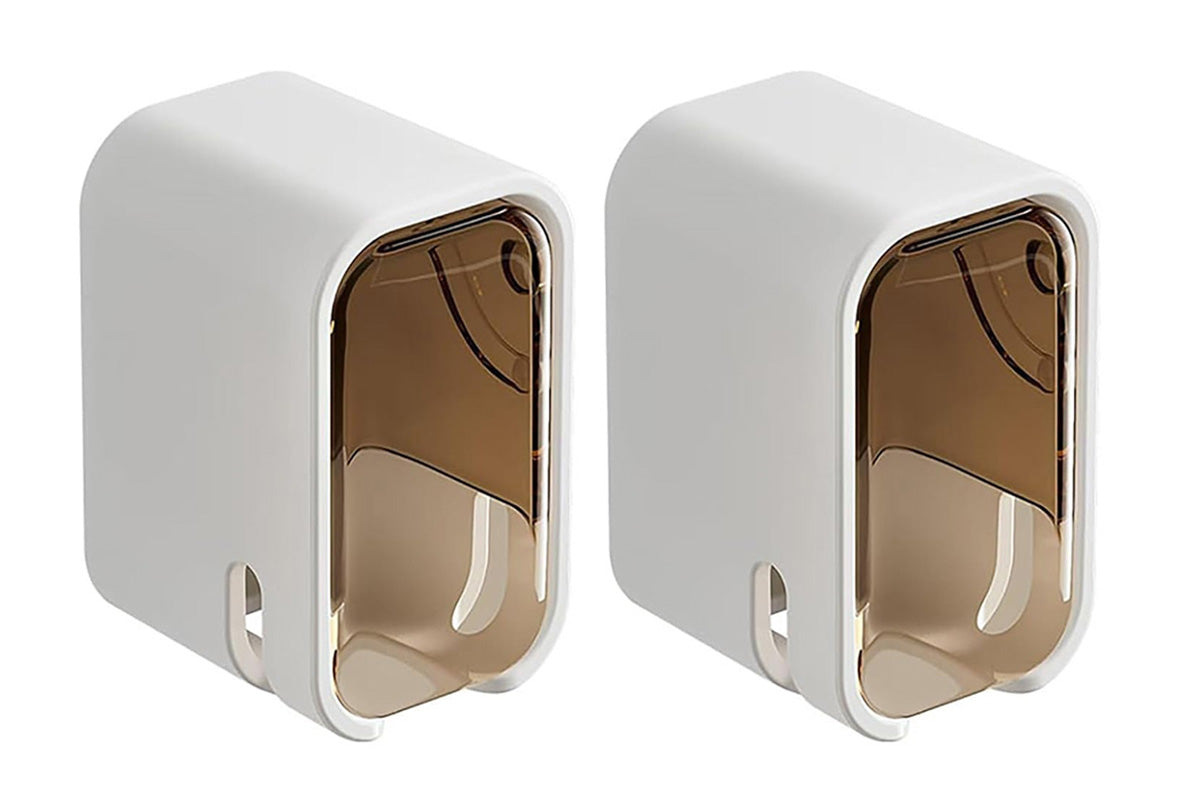 2Pcs Toothbrush Holders Wall Mounted Tooth Brush Holder with Cover for Shower