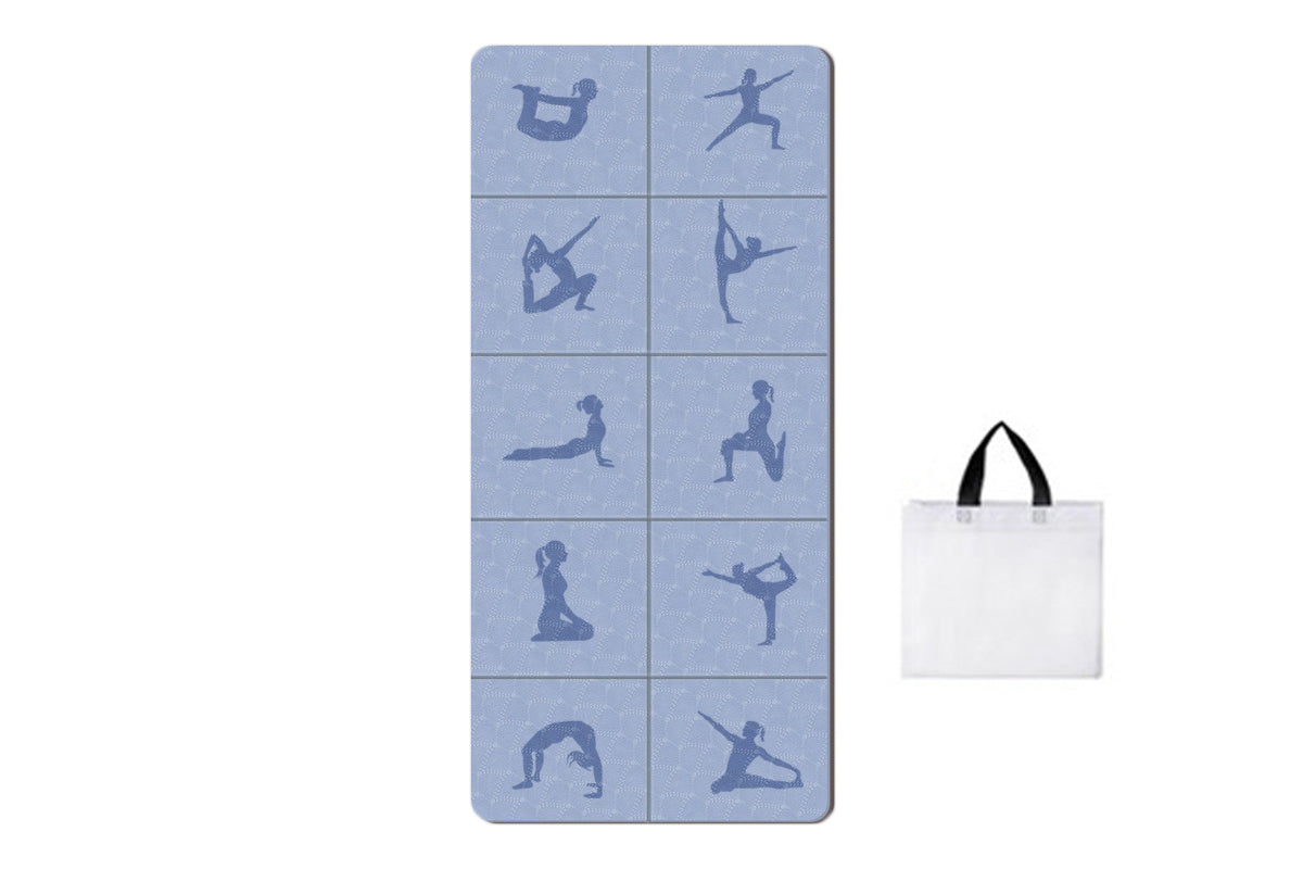 Printed Yoga Poses Yoga Mat with Storage Bag Portable Exercise Foldable Workout Mat