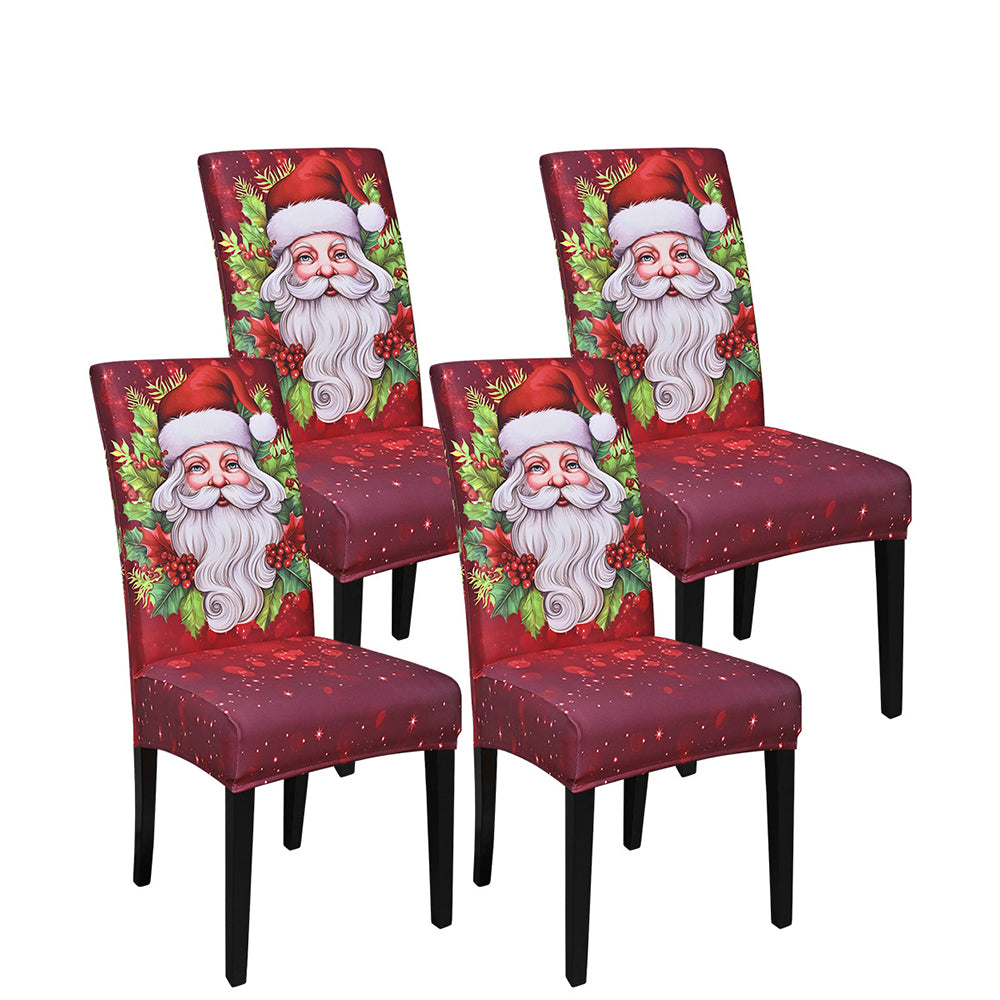 4Pcs Christmas Dining Chair Covers Stretch Washable Spandex Slipcovers for Holiday Decoration