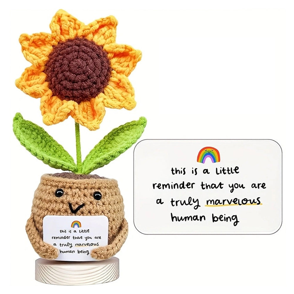 Positive Sunflower Crochet Doll with Card Sunflower Gifts for Teacher Best Friend