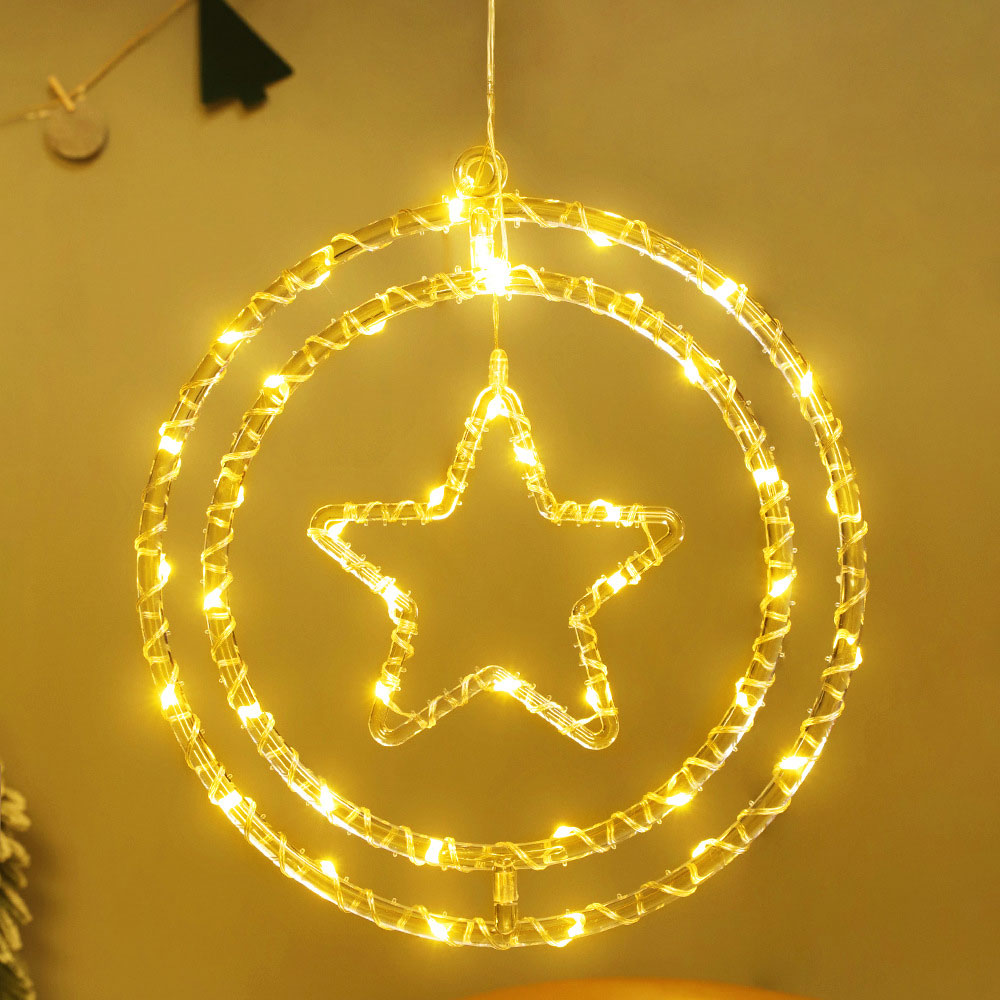 2Pcs Christmas LED Decoration Lights Battery Operated Double Ring LED String Christmas Decoration