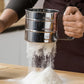 Stainless Steel Flour Sifter One Hand Press Crank Sifter for Powdered Sugar Shaker Duster