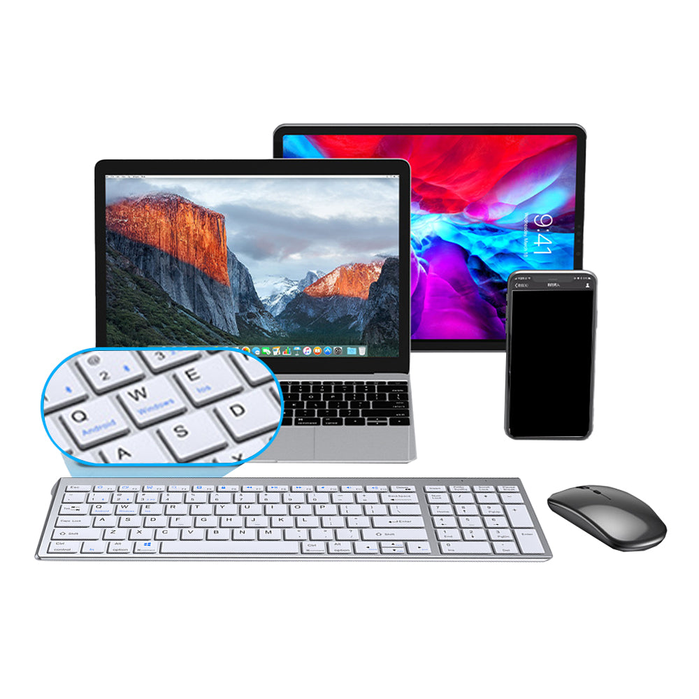 2.4G Ultra-Thin Rechargeable Bluetooth Wireless Keyboard Compatible with Multi-Device