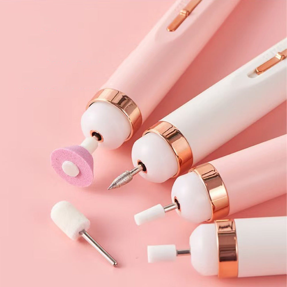 Portable USB Electric Nail File Drill Pen with 5 Grinding Heads