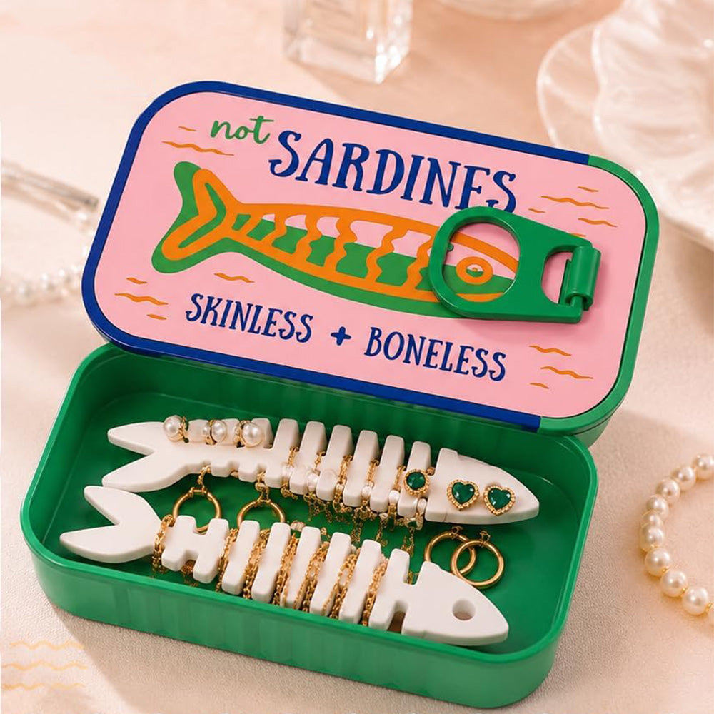 Small 3D Printed Sardine Shape Necklace and Earring Storage Box