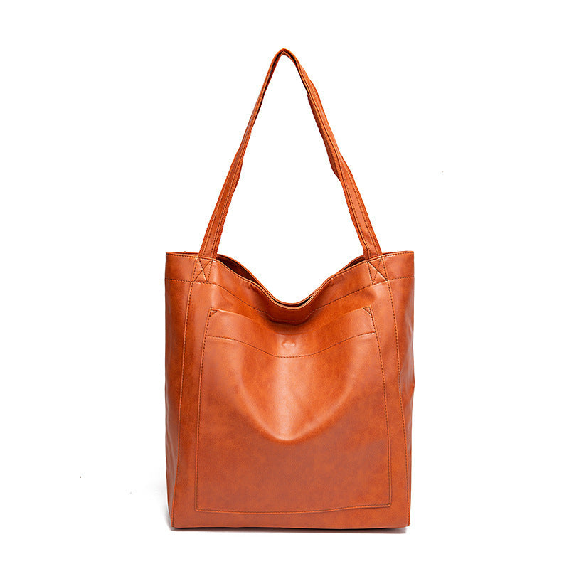 Vintage PU Leather Tote Bag Casual Shoulder Handbag