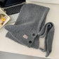 Hooded Knit Scarf Cape Knitted Balaclava Neck Warmer with Buttons Knitted Neck Warmer Wrap