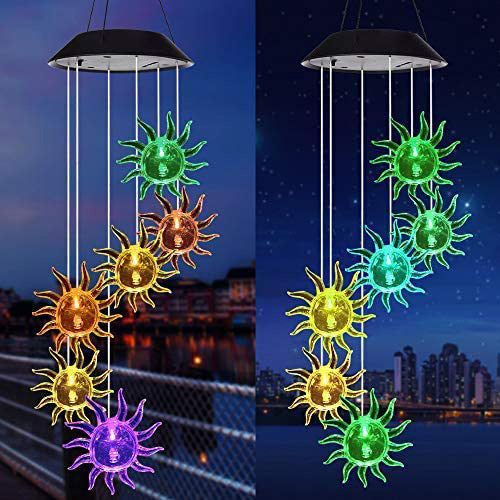 LED Solar Wind Chime Lights Color Changing Outdoor Yard Garden Decor Gift-Sun