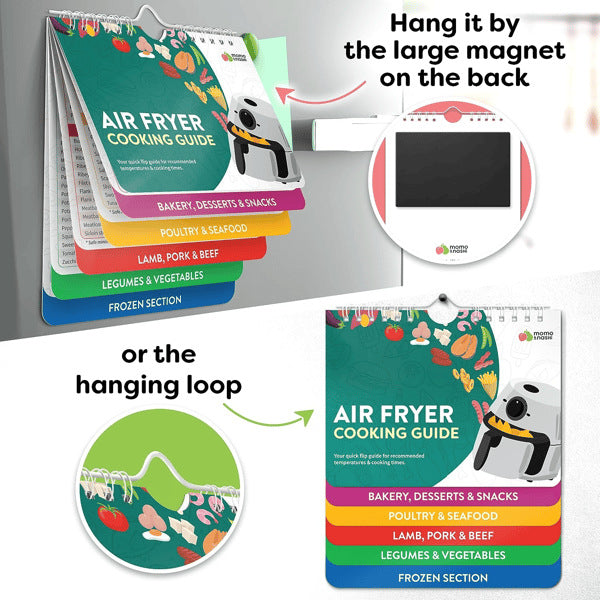 3Pcs Air Fryer Cooking Instapot Cheat Sheet Adsorbable Iron Cooking Times Guide Booklet