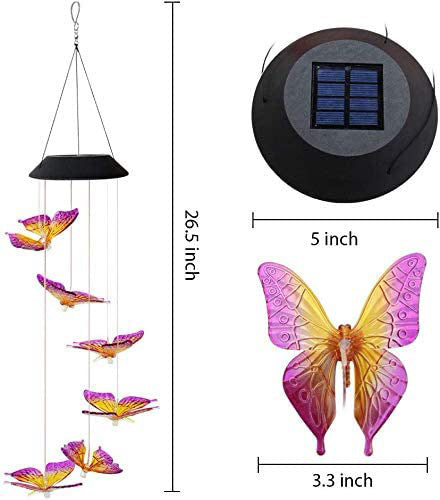 Solar Color Changing Wind Chime Lights-Butterfly