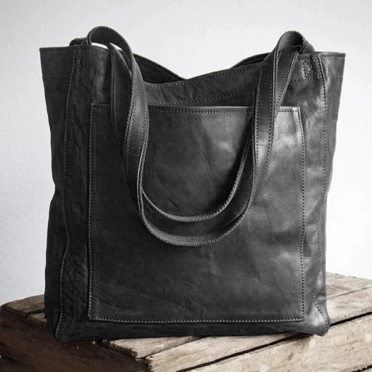 Vintage PU Leather Tote Bag Casual Shoulder Handbag