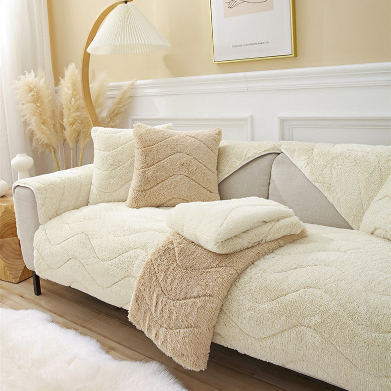 Warm Plush Sofa Couch Covers Super Soft Non-Slip Slipcover Furniture Protector