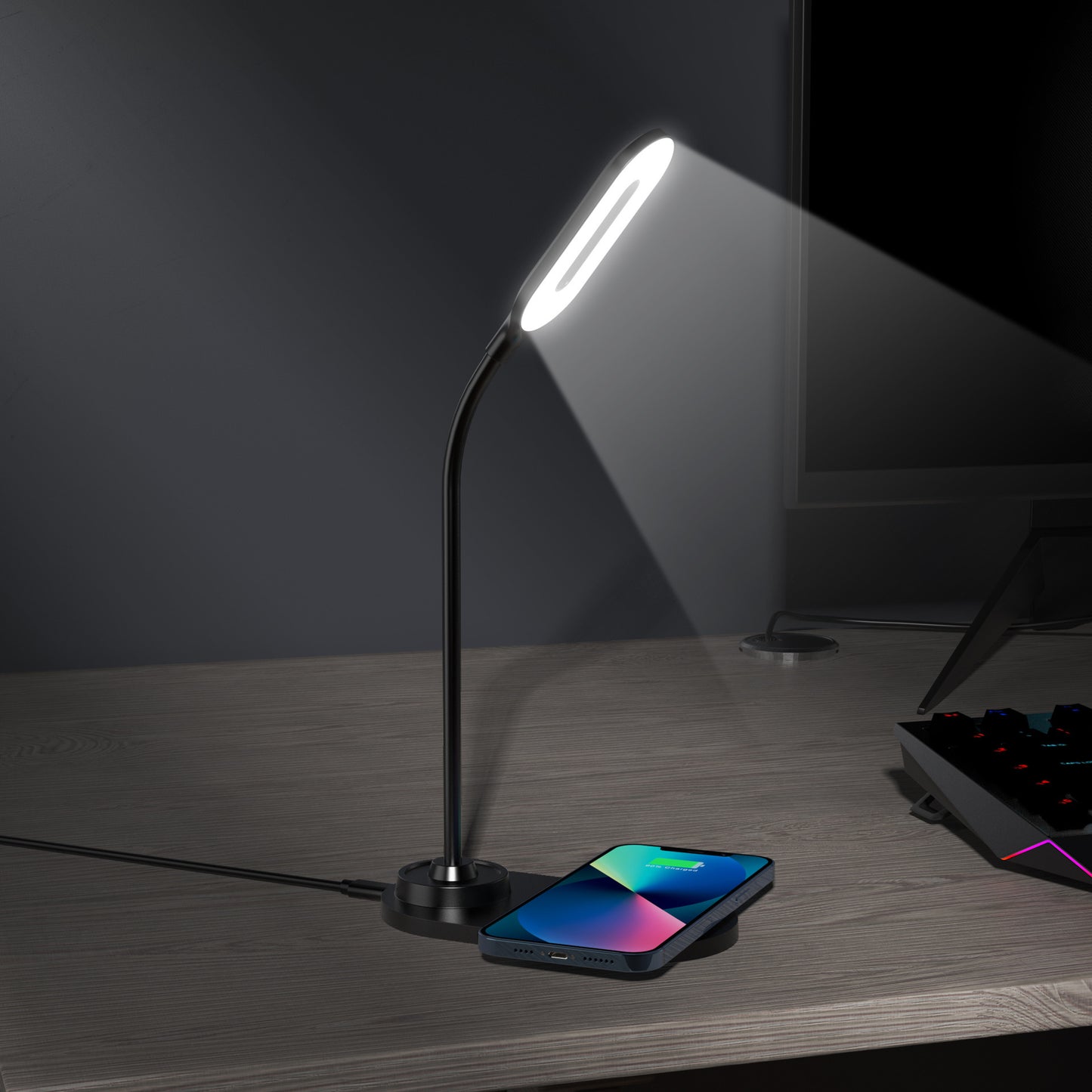Multi-functional Adjustable LED Desk Lamp with Wireless Charger Touch Control 3 Brightness for Office