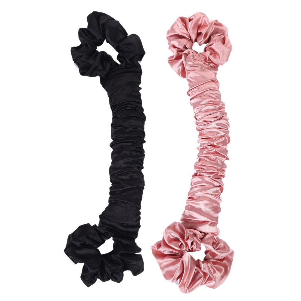 Heatless Hair Curling Rod Satin Sleep Hair Curler with Dual Scrunchies No-Heat Hair Roller