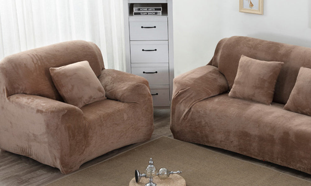 Double Seat Fleeced Spandex Couch Cover