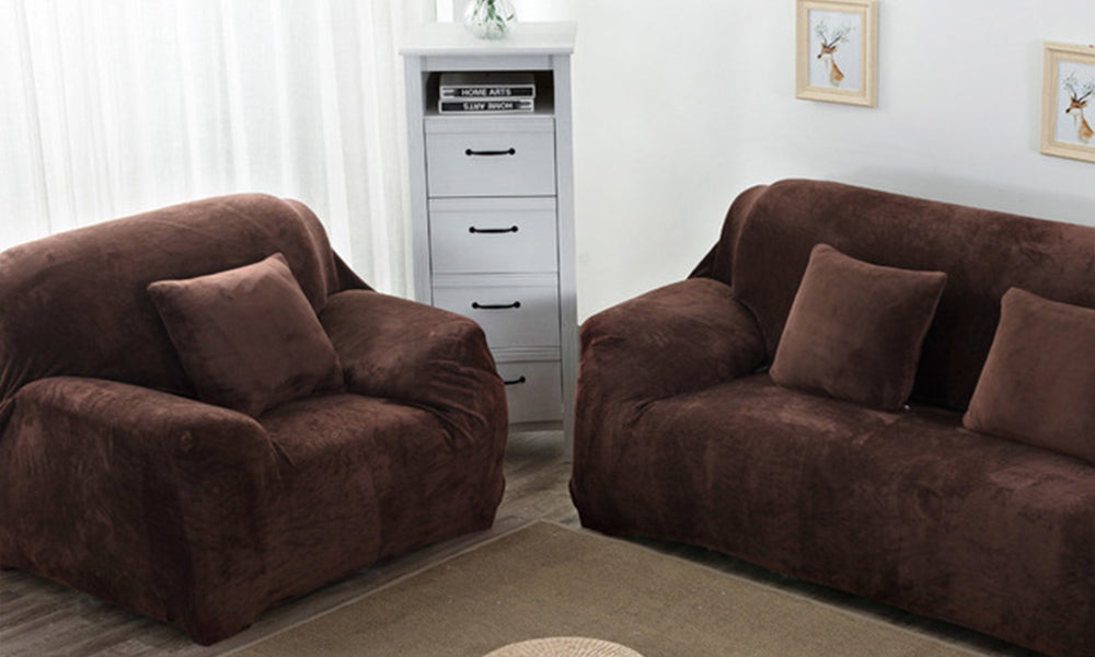 Double Seat Fleeced Spandex Couch Cover